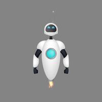 White flying robot. Large chat bot. Good for app design. Realistic style. Vector. vector