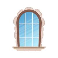 Window with stone veneer isolated on white background. Elements for the design of games or houses. Vector. vector