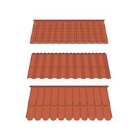 Set of Roofs for the design of summer cottages. Brown tile roof isolated on white background. Vector illustration.