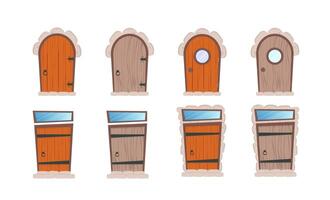 Wooden doors set of different doors illustration vector