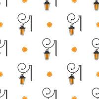A seamless pattern with a lamp and a sun vector