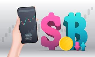 Bitcoin and cryptocurrency trading concept illustration vector
