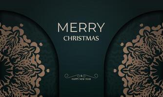 A black and gold christmas card with a floral pattern vector