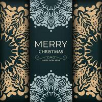 Christmas card with ornate patterns on a dark background vector