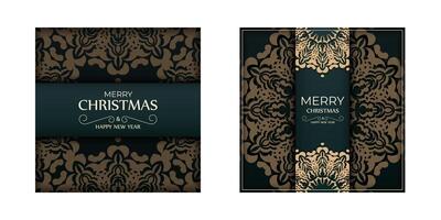Christmas card with gold and black design vector