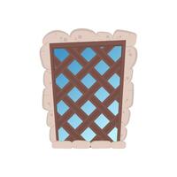 An old wooden door with a lattice pattern vector