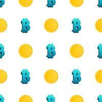 Bitcoin icon and gold coins seamless pattern. Endless background for websites and applications. image vector