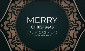 A merry christmas card with a circular frame and ornate design vector
