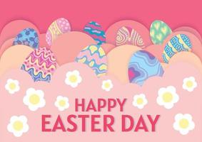 cute happy easter day banner design vector