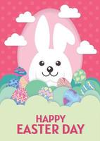 cute happy easter day card design vector