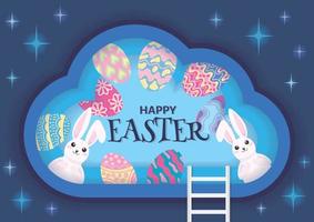 happy easter day card cute art design vector