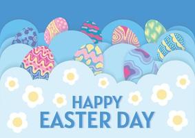 cute happy easter day card vector design