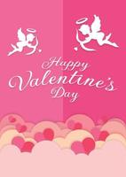 cute valentine's pink card art design vector