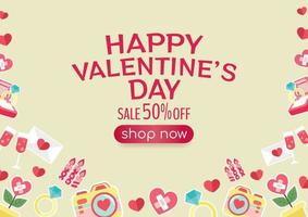 cute elements on yellow background for valentines vector