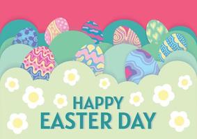 cute happy easter day card cute design vector