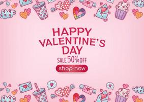 cute elements on pink background for valentines vector