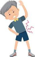 Old man suffering from back pain vector
