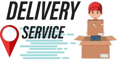 Delivery Service banner with courier and location pin vector