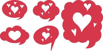 Heart symbols in speech bubbles set vector