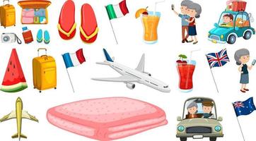 conjunto de elementos y objetos de vacaciones de verano