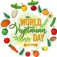 logotipo del día mundial del vegetariano con verduras y frutas vector