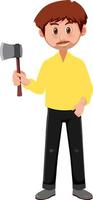 A man holding ax cartoon character on white background vector