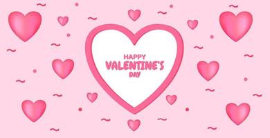 pink valentines day greeting banner design. 3d heart design in pink color. designs for the celebration of valentin 2021. vector