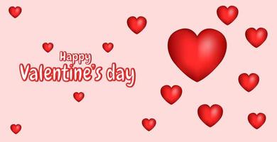 valentine's day background design. 3d heart design in red color. design used for banners. vector