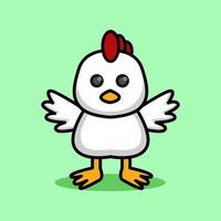 lindo diseño de ilustración de dibujos animados de pollo. diseños para pegatinas. vector