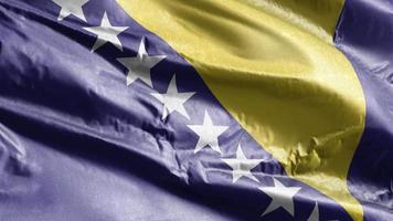 bandiera tessile bosnia ed erzegovina che sventola sul circuito del vento. bosnia ed erzegovina bandiera che ondeggia sulla brezza. tessuto in tessuto. sfondo di riempimento completo. Ciclo di 10 secondi. video