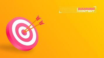 Target hit in center by arrows. Pink darts target with two arrows hit on target. Success business concept. vector