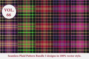 Plaid Pattern Bundle 5 designs Buffalo Vector, Tartan Fabric background wallpaper, Monochrome patterns collection vector