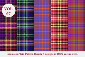 Plaid Pattern Bundle 5 designs Buffalo Vector, Tartan Fabric background wallpaper, Monochrome patterns collection vector