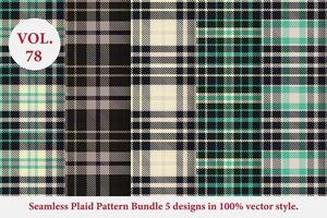 Plaid Pattern Bundle 5 designs Vol.53 Buffalo Vector, Tartan Fabric background wallpaper vector