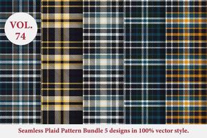 Plaid Pattern Bundle 5 designs Vol.53 Buffalo Vector, Tartan Fabric background wallpaper vector