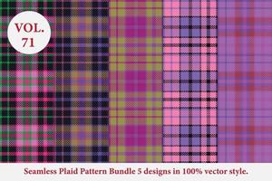 Plaid Pattern Bundle 5 designs Vol.53 Buffalo Vector, Tartan Fabric background wallpaper vector