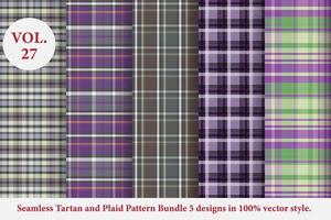 Plaid Pattern Bundle 5 designs Vol.53 Buffalo Vector, Tartan Fabric background wallpaper vector