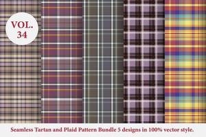 Plaid Pattern Bundle 5 designs Vol.53 Buffalo Vector, Tartan Fabric background wallpaper vector