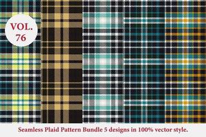 Plaid Pattern Bundle 5 designs Vol.53 Buffalo Vector, Tartan Fabric background wallpaper vector