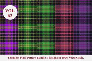 Plaid Pattern Bundle 5 designs Buffalo Vector, Tartan Fabric background wallpaper, Monochrome patterns collection vector