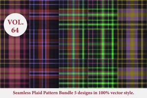 Plaid Pattern Bundle 5 designs Buffalo Vector, Tartan Fabric background wallpaper, Monochrome patterns collection vector