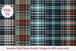 Plaid Pattern Bundle 5 designs Vol.53 Buffalo Vector, Tartan Fabric background wallpaper vector