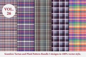 Plaid Pattern Bundle 5 designs Vol.53 Buffalo Vector, Tartan Fabric background wallpaper vector