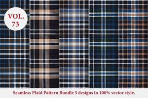 Plaid Pattern Bundle 5 designs Vol.53 Buffalo Vector, Tartan Fabric background wallpaper vector