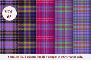 Plaid Pattern Bundle 5 designs Buffalo Vector, Tartan Fabric background wallpaper, Monochrome patterns collection vector