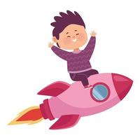 little boy in rocket vector