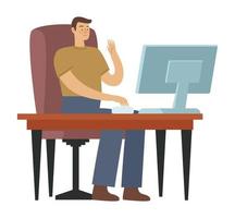 man using desktop vector