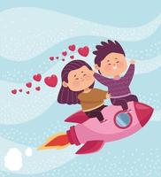 lovers couple in rocket vector