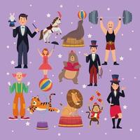 twelve circus show characters vector