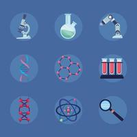 nine dna laboratory icons vector